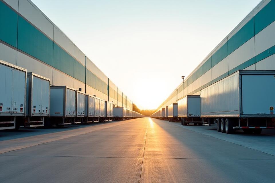 Large warehouse bays with loading docks